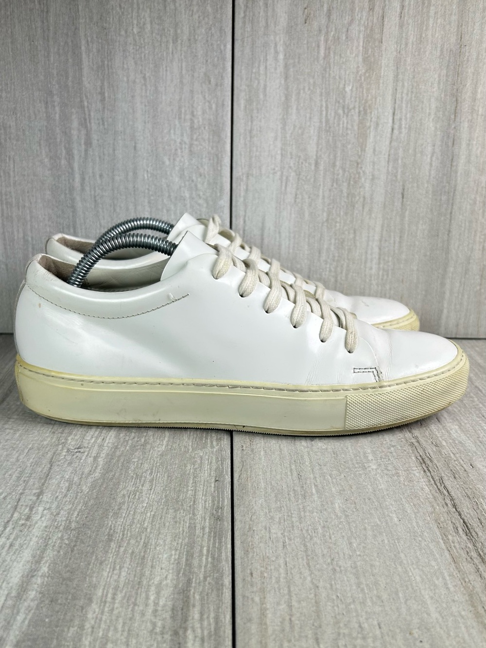 Acne Studios Adrian White Patent Leather Low-Top Sneakers Mens Size 9 EUR 42